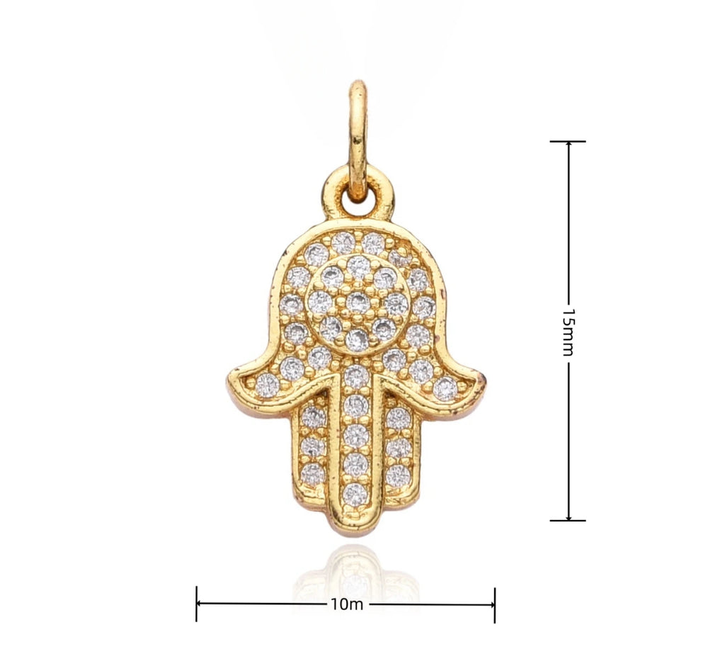 CZ Hamsa Charm - Gold