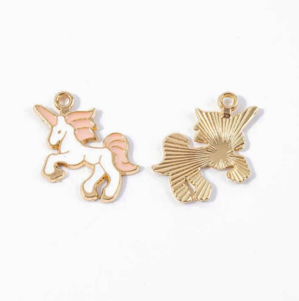 8 CM Plain Pin For Babies with Unicorn Charm - Gold