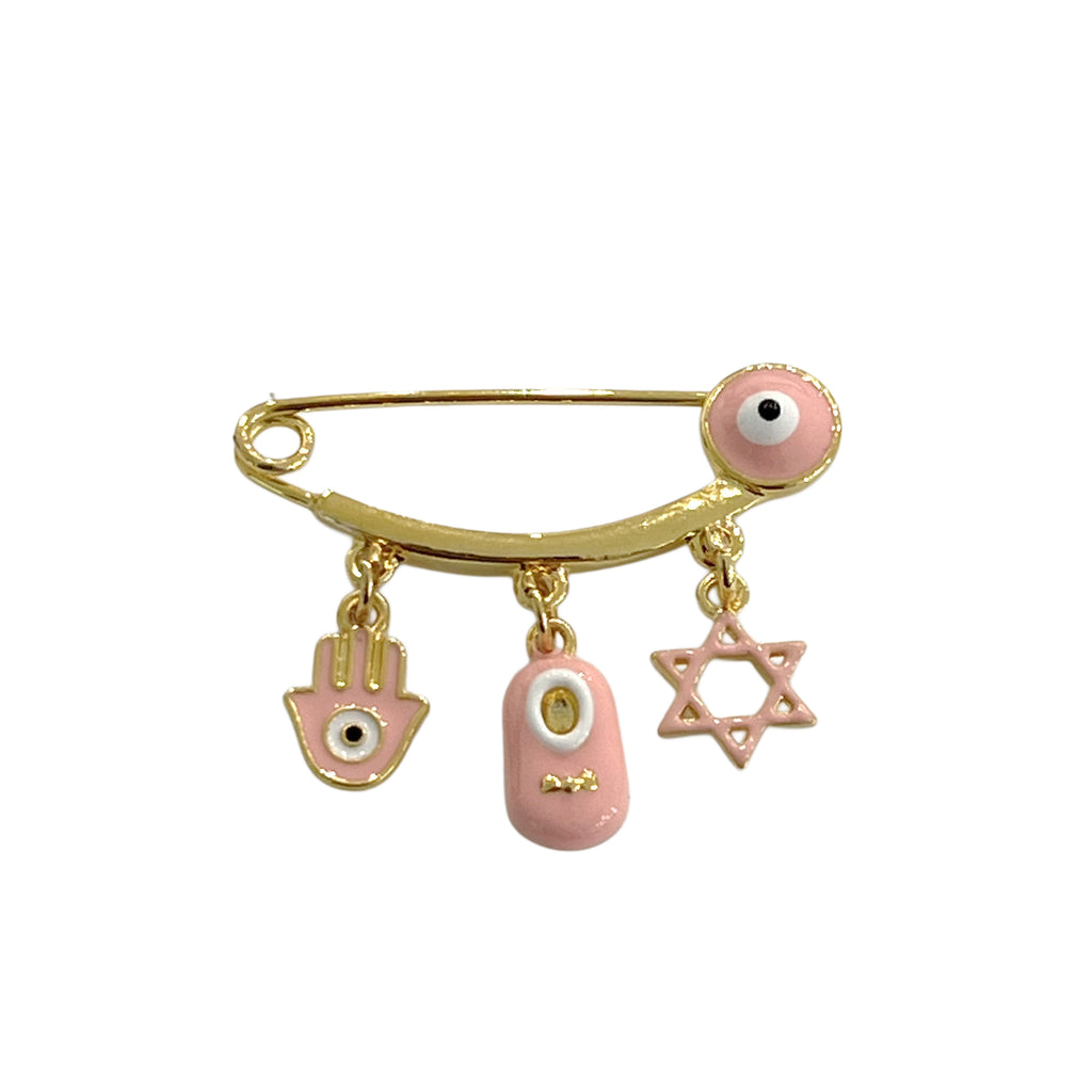 3.8 CM Enamel Pink or Blue Evil Eye Pin for Babies - Gold