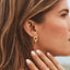18K Gold Plated Lightweight Twisted Double Ring Stud Earrings