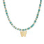 Beaded Gemstone Choker Butterfly Necklace - 14K Gold Plated