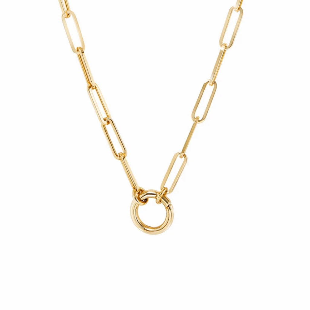 Lucky Pendant Paperclip Chain Necklace - Gold