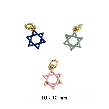 Enamel Star of David Charm - Gold