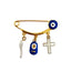 3.8 CM Enamel Blue Evil Eye Baby Pin - Gold