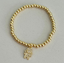 CZ Boy and Girl Beaded Stretch Bracelet - 14K Gold Plated