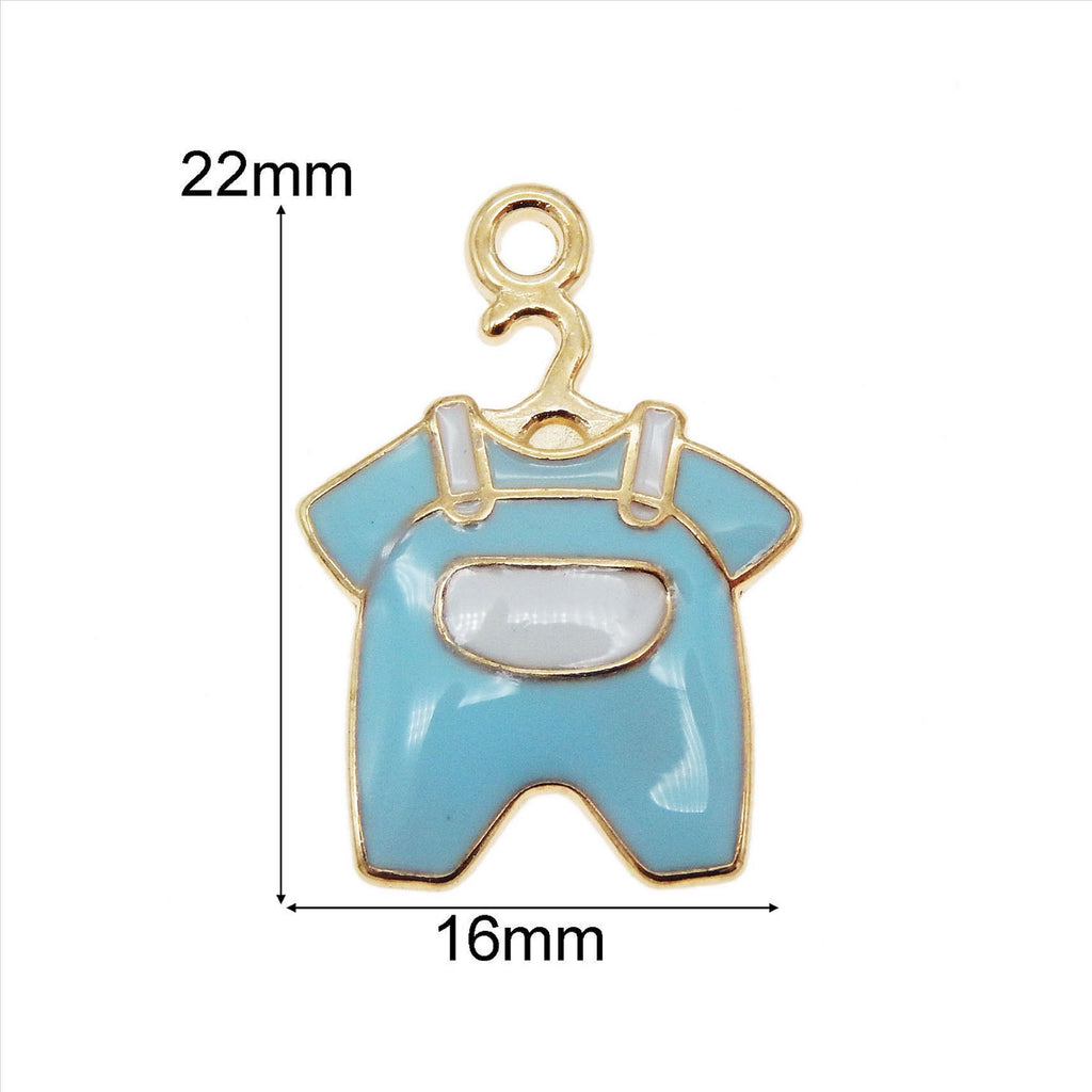 4 CM Enamel Baby Pin With Genuine Azabache Charm - Gold