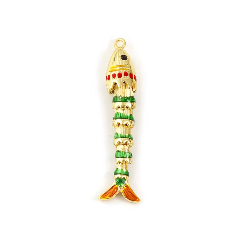 Lucky Fish Gemstone Necklace - Gold