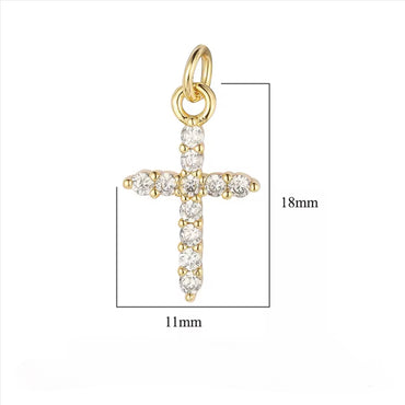 CZ Mini Cross Charm - Gold
