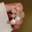 Drop CZ Pearl Stud Earrings - Gold