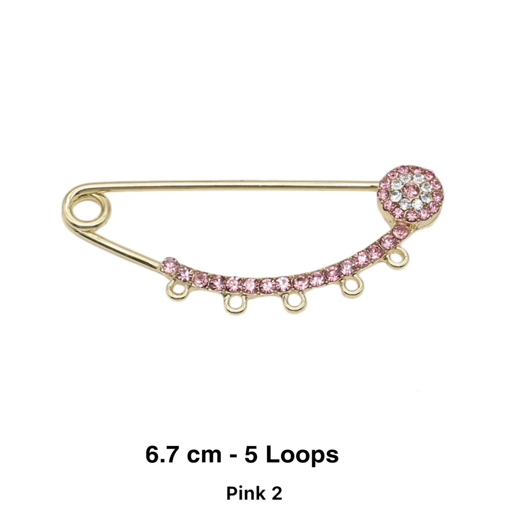 CZ Pink Evil Eye Pin For Babies - Gold