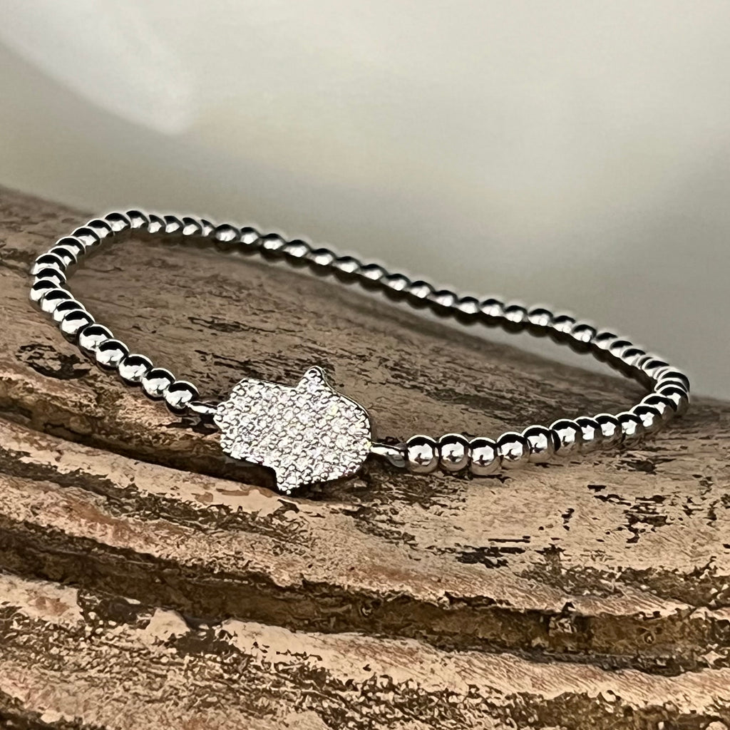 Two Tone Gold Pink Sapphire & White Diamond Hamsa Bracelet – KALLATI