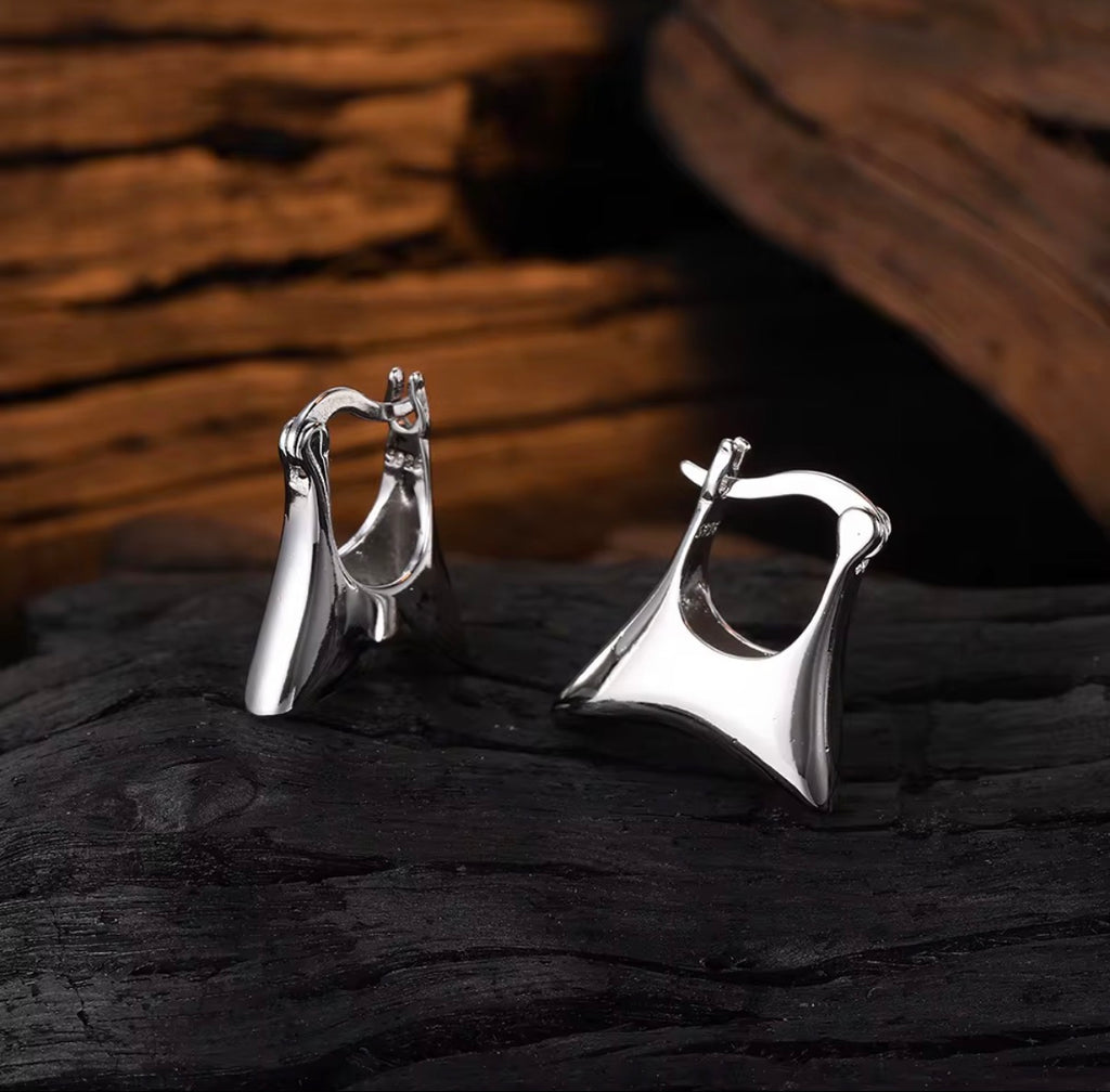 Sculpted Mini Hoop Earrings - Gold and Silver