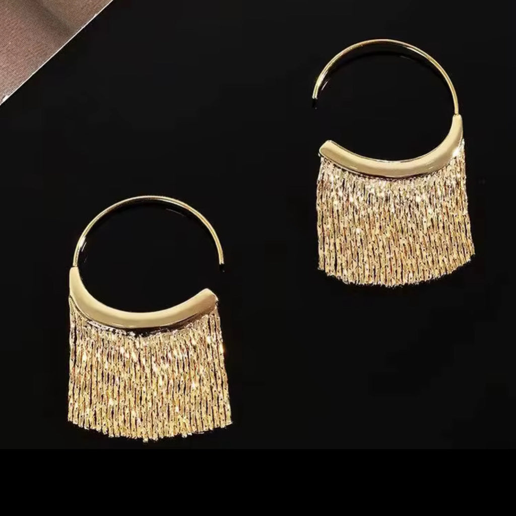 Metal Tassel Earrings - Gold and Silver