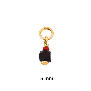 5 mm Genuine Azabache (Jet Black) Pendant Necklace for Girls and Teens - Gold