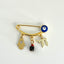 3.8 CM Enamel Evil Eye Pin with Genuine Azabache - Gold