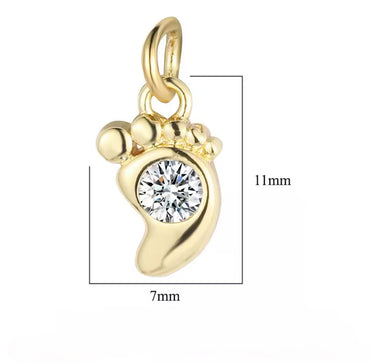 CZ Baby Foot Charm - Gold