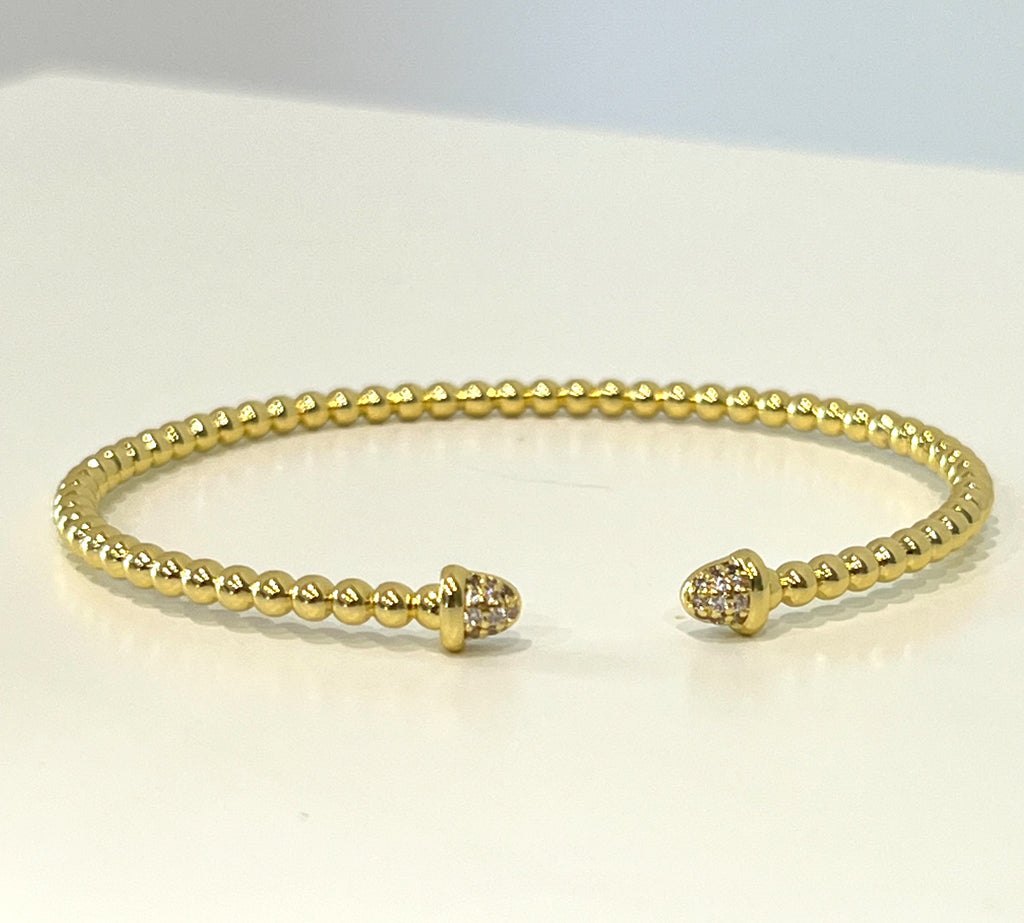 CZ Cuff Beaded Cuff Bracelet - Gold