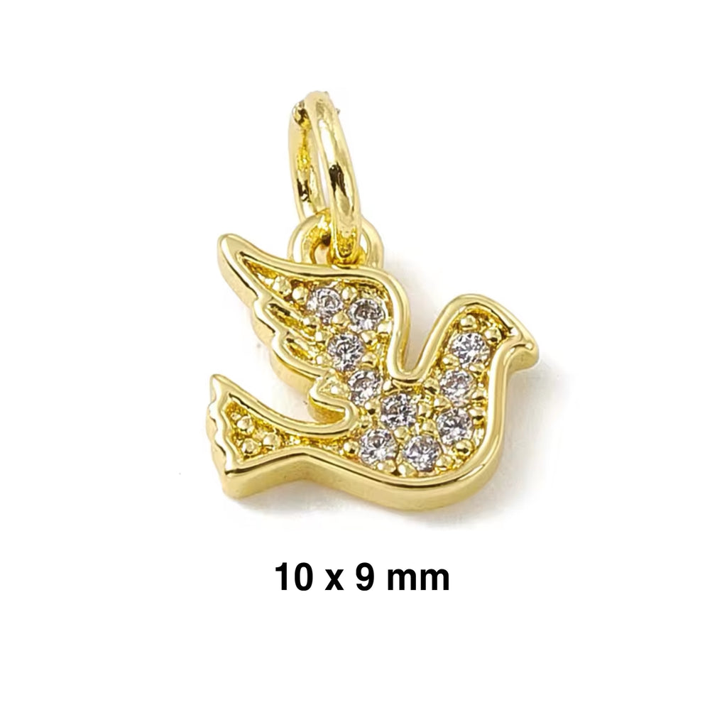 CZ Dove Charm - Gold