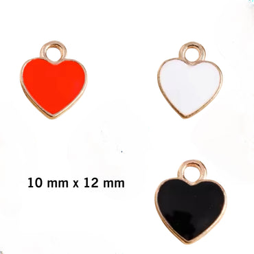 Enamel Heart Charm - Gold