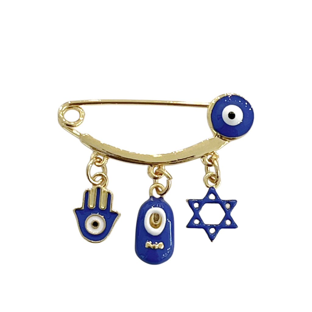 3.8 CM Enamel Pink or Blue Evil Eye Pin for Babies - Gold