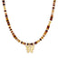 Beaded Gemstone Choker Butterfly Necklace - 14K Gold Plated