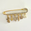 8 CM CZ Baby Pin With Jewish Charms - Gold