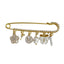 8 CM Personalized Pearl Pin With White Charms For Ladies - Gold