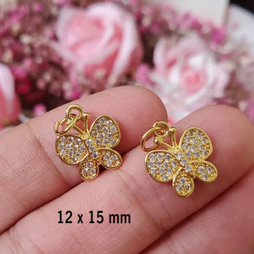 CZ Butterfly Charm - Gold