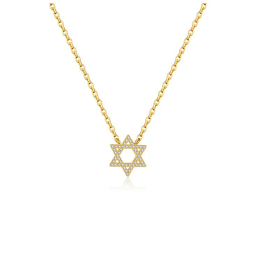 Small CZ Star of David Pendant Necklace - Gold or Silver