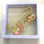 8 CM Pearl Baby Pin with Pink Charms - Gold