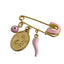 4 CM Enamel Pink Baby Pin With Guardian Angel - Gold