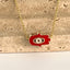 Enamel Mini Hamsa Pendant Necklace - Gold