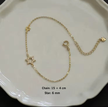 CZ 2 Star of David Charms Bracelet - Gold and Silver