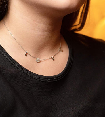 LOVE Necklace with CZ Star of David - Gold