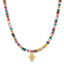 Beaded Gemstone Choker Hamsa Necklace - 14K Gold Plated