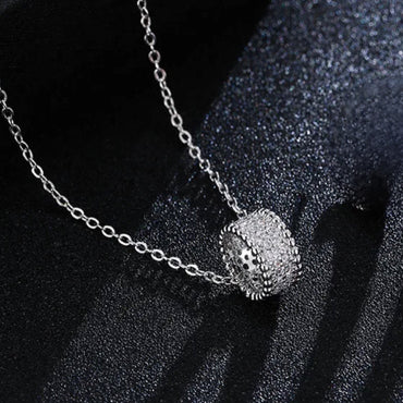 18K Gold Pave CZ Barrel Pendant Necklace - Gold And Silver