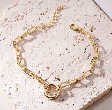 Guardian Angel Charm Bracelet with Pearl and Mini CZ Clover - Gold