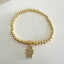 CZ Boy and Girl Beaded Stretch Bracelet - 14K Gold Plated