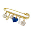 8 CM Personalized Pearl Pin With Evil Eye Heart & Guadalupe Virgin Charms - Gold