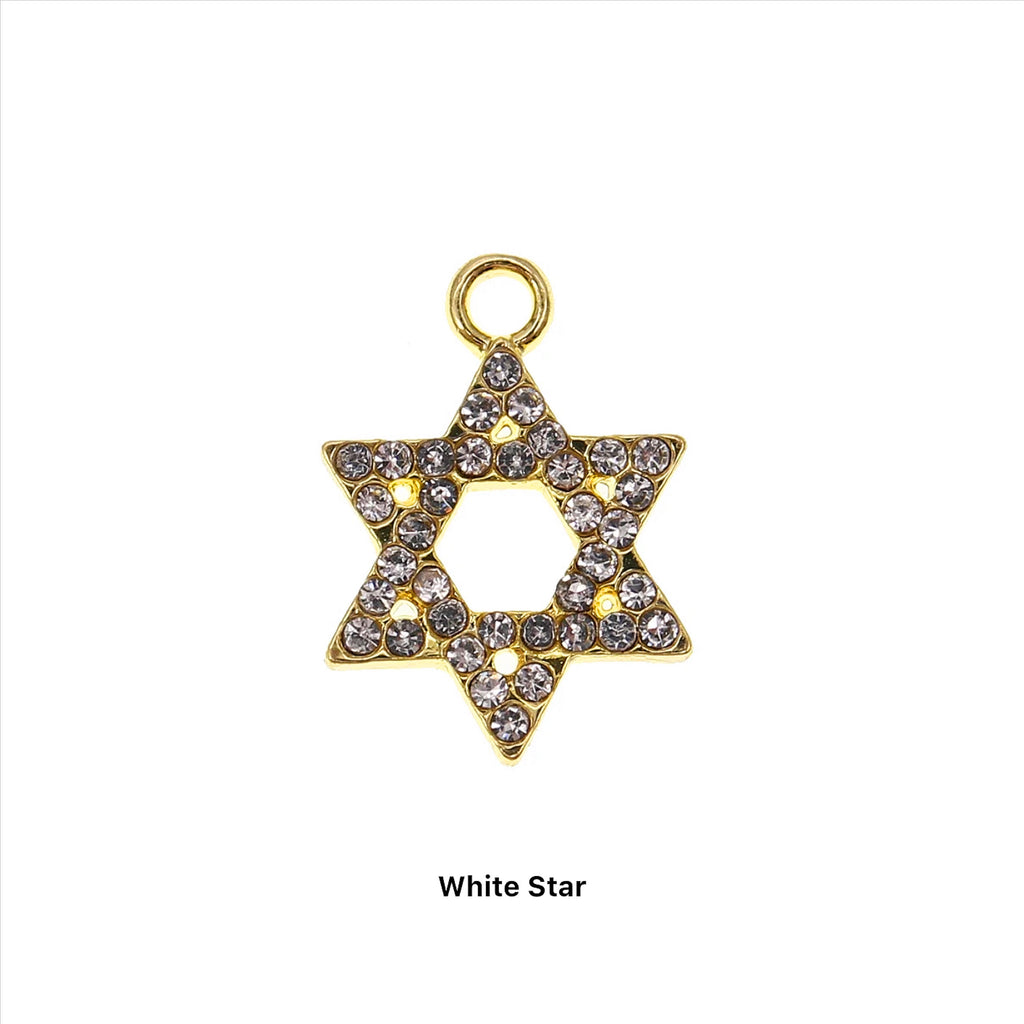 8 CM CZ Baby Pin With Jewish Charms - Gold