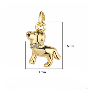 CZ Dog Charm - Gold