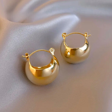 Shiny 18K Gold Plated Ball Huggie Earrings.