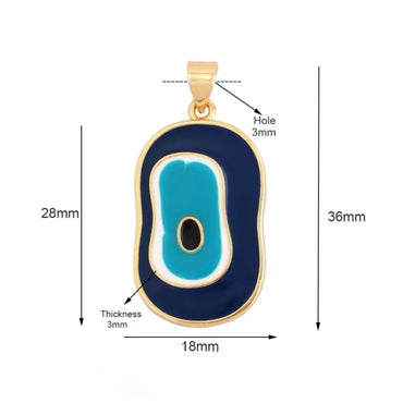 Enamel Rectangular Evil Eye Charm - Gold