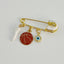 4 CM Enamel White Pin With Basketball Ball Charm - Gold