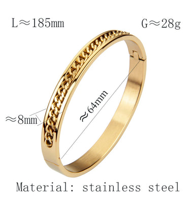 Men & Women 18K Gold Plated Inlaid Chain Bangle Bracelet.