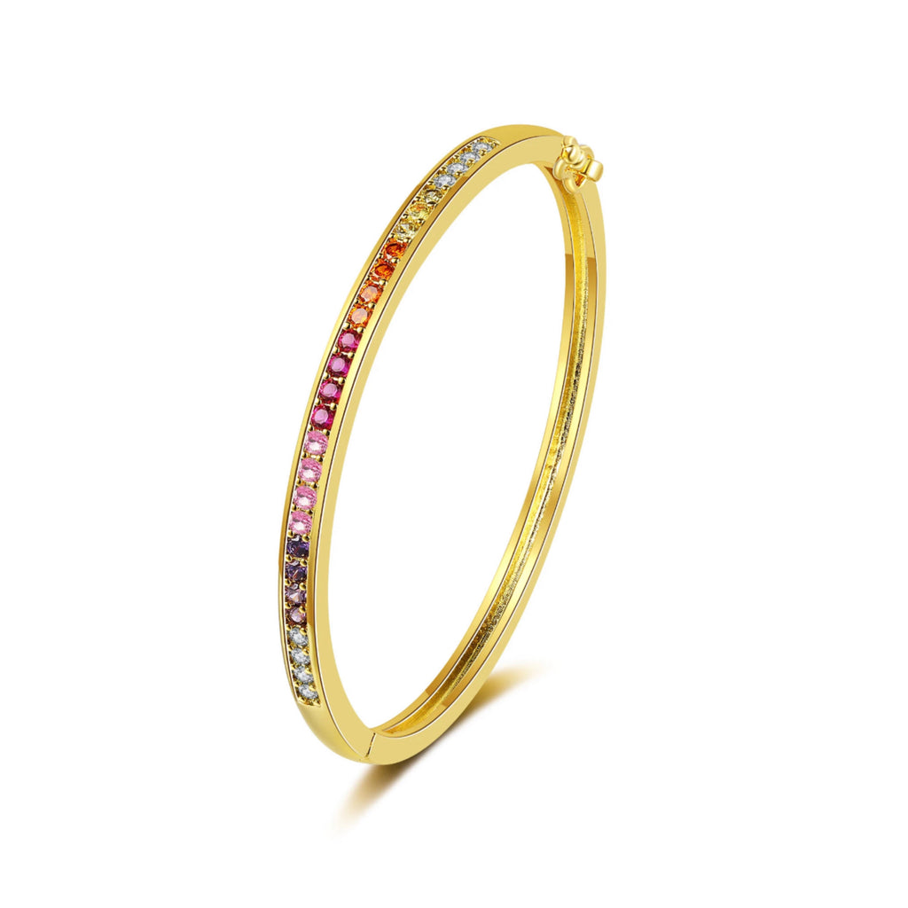 Kids Size Multicolor CZ Bangle Bracelet - Gold and Silver