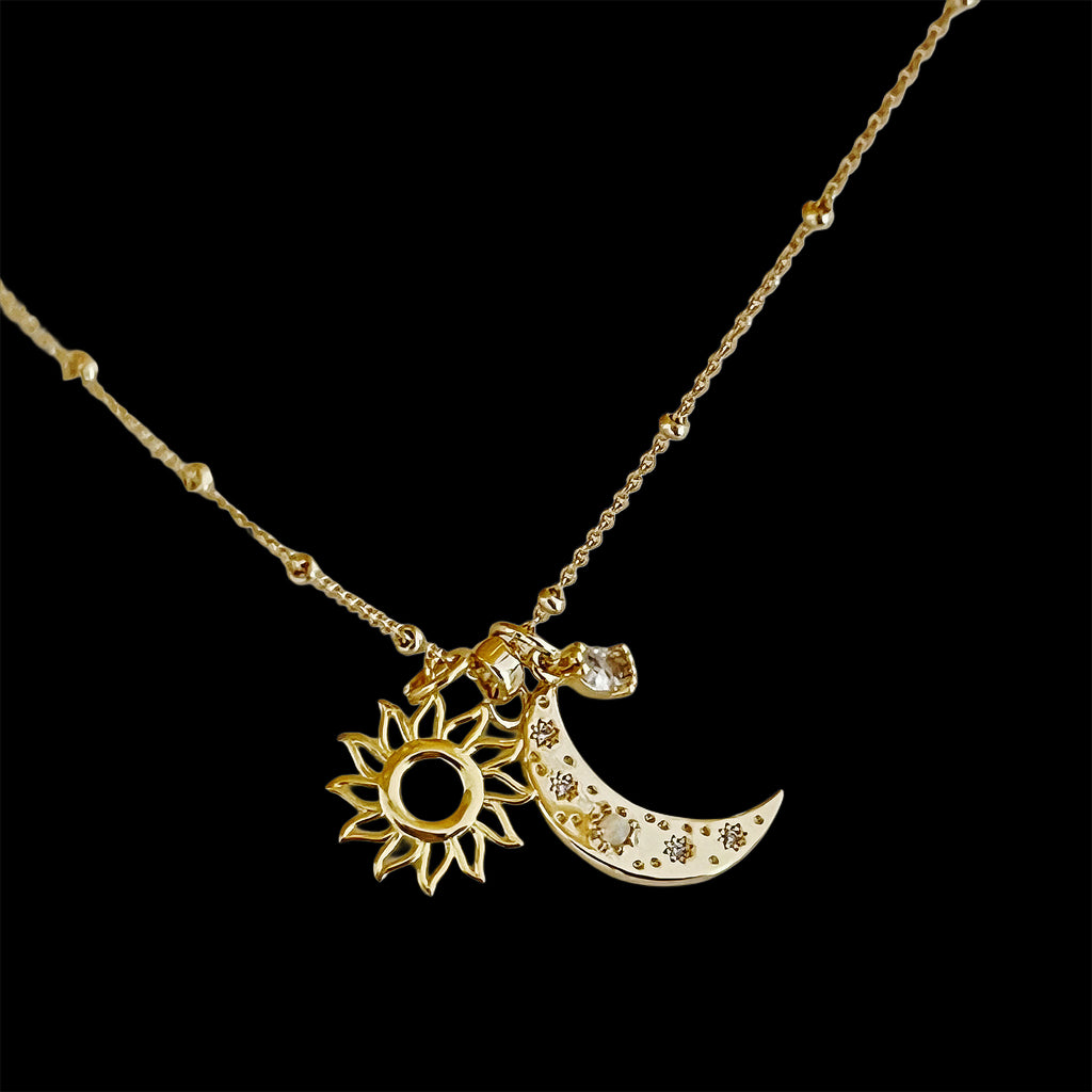 Moon & Sun Charms Necklace - Gold