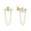 CZ Small Chain Stud Earrings - Gold