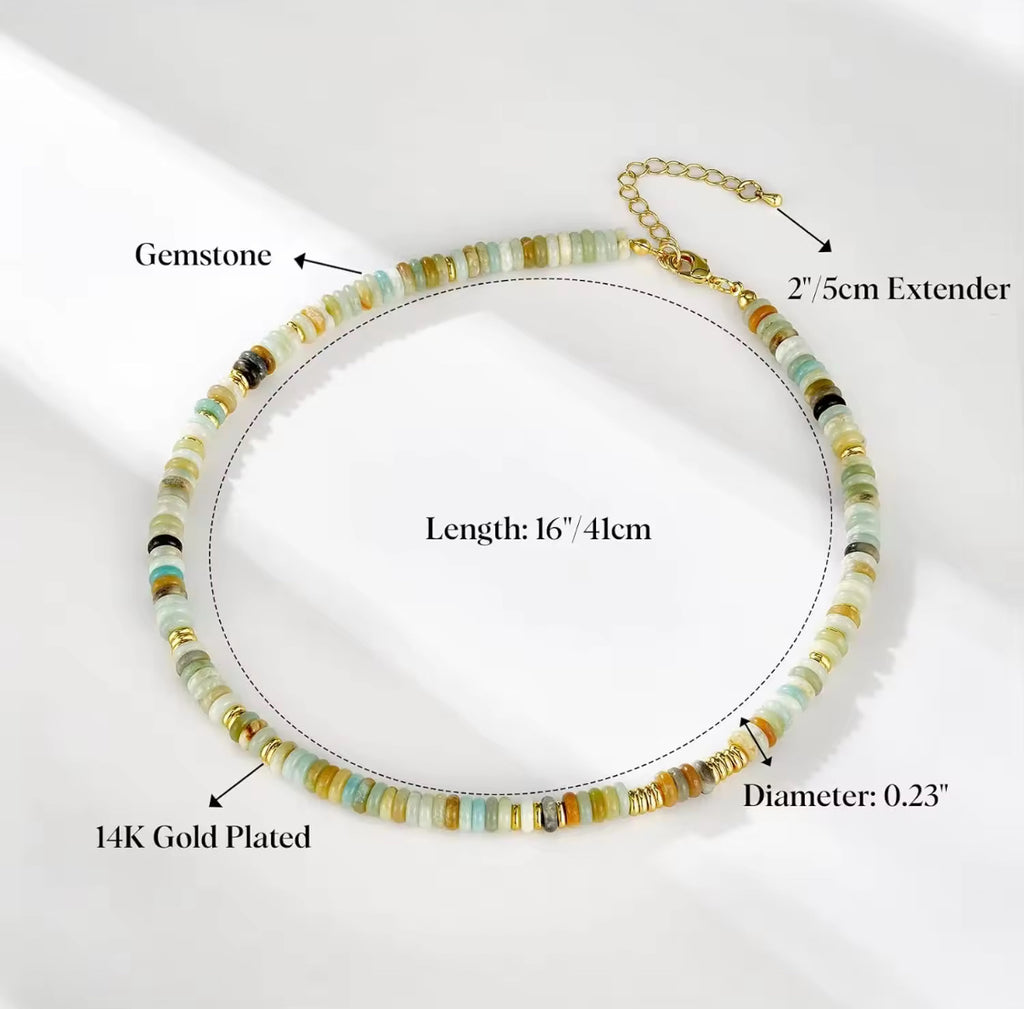 Beaded Gemstone Choker Butterfly Necklace - 14K Gold Plated