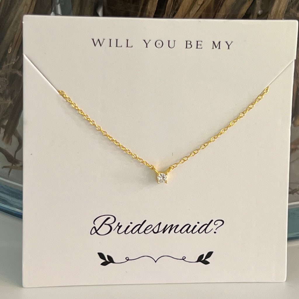 Bridesmaid 2.5 mm Delicate CZ Chocker Necklace - Gold